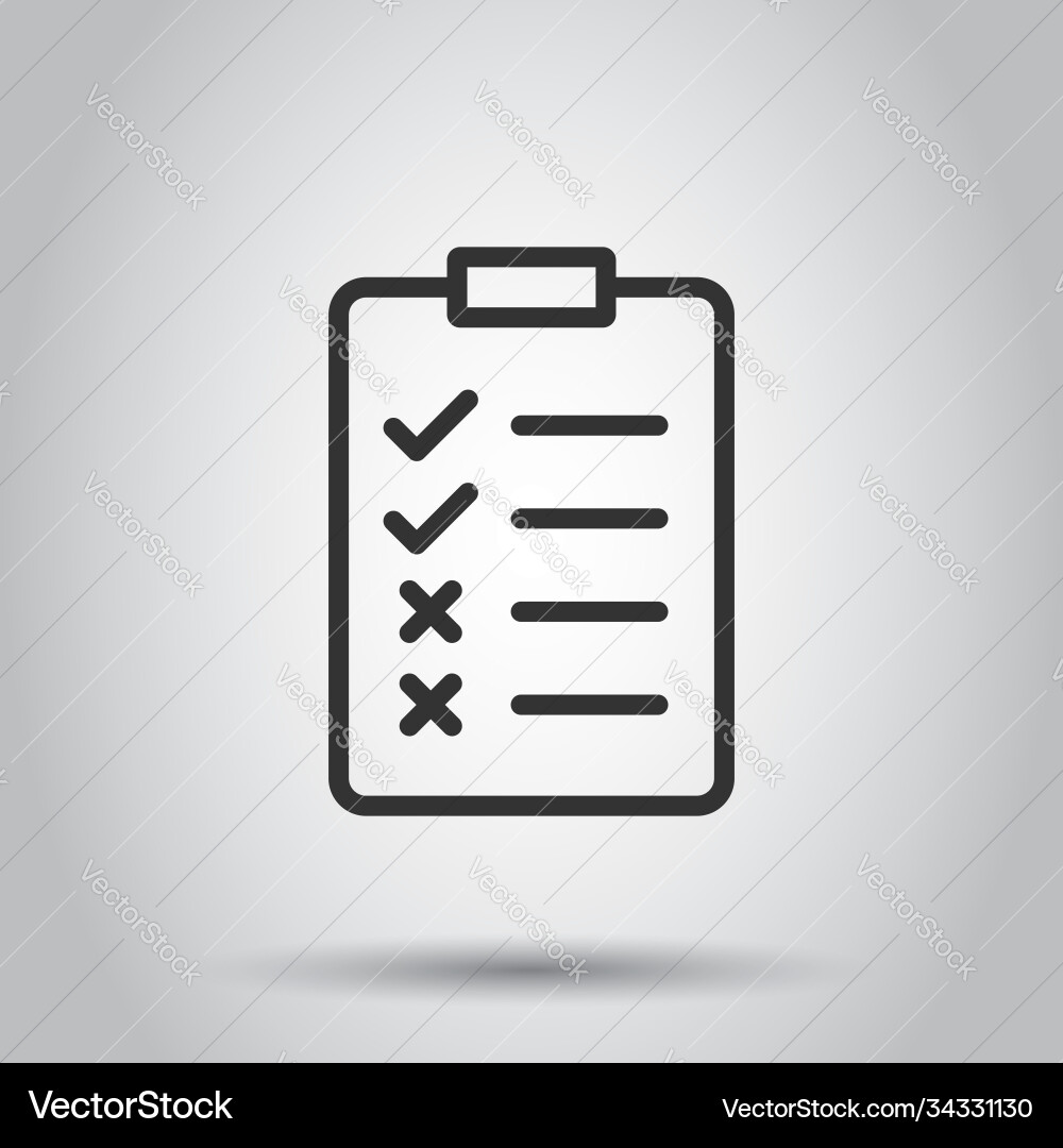 Document checklist icon in flat style report Vector Image