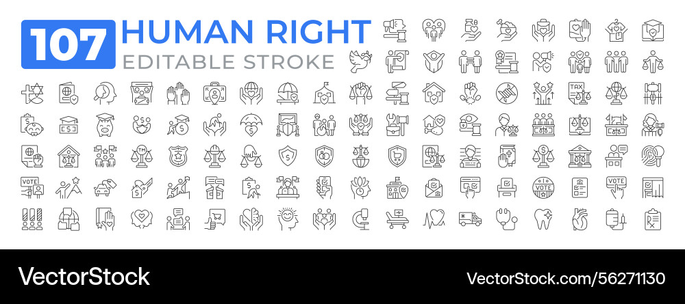 Human rights line icons set collection Human rights line icons set collection vector image