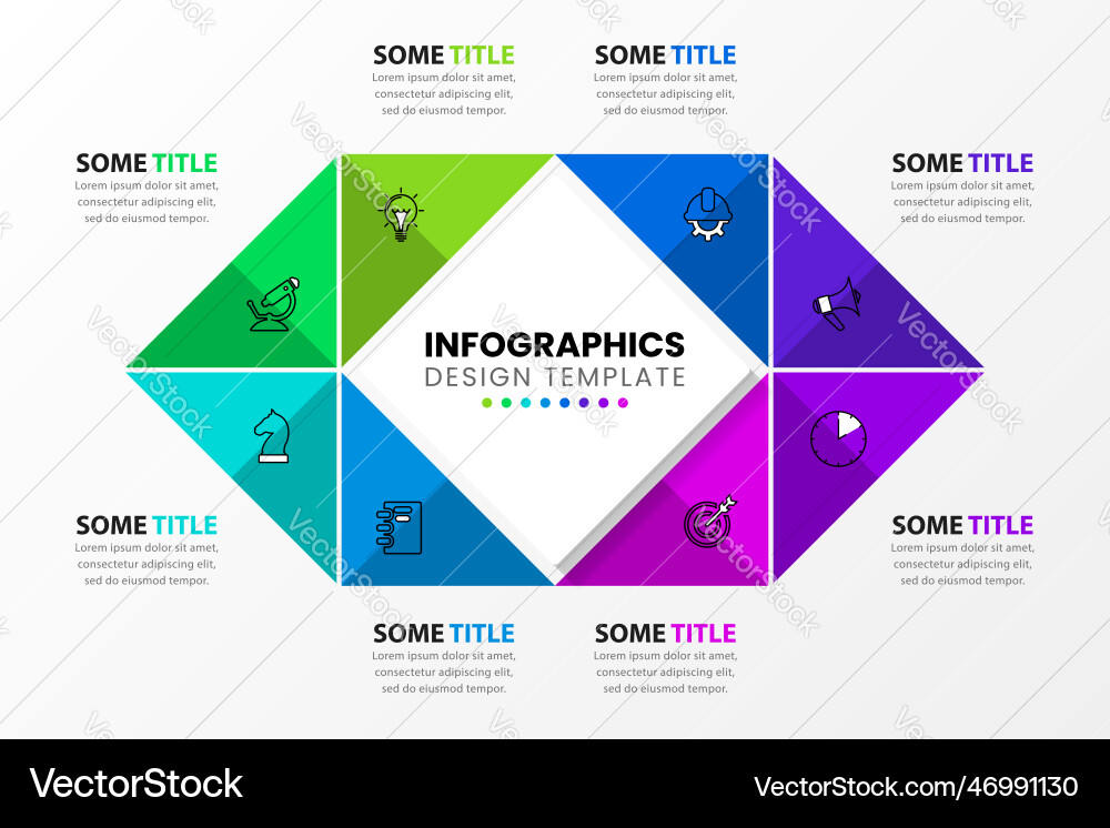Infographic template 8 triangles with icons Vector Image