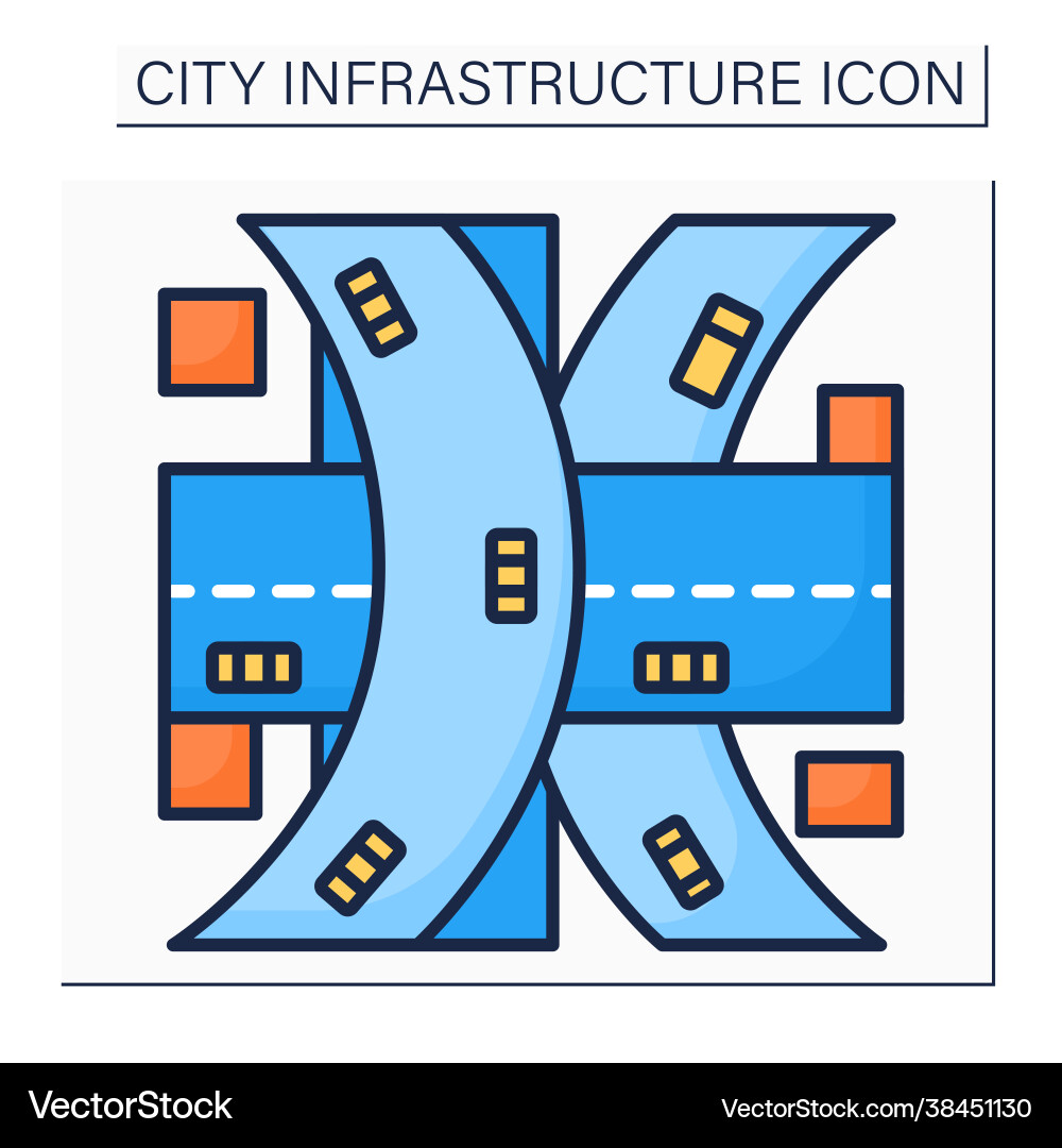 Multi-level junction color icon Vector Image