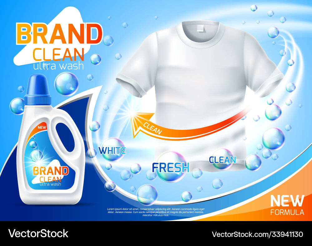 Realistic 3d laundry detergent ad mockup Realistic 3d laundry detergent ad mockup vector image