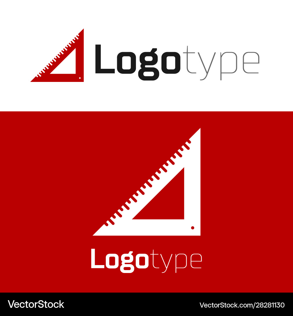 Red triangular ruler icon isolated on white Red triangular ruler icon isolated on white vector image
