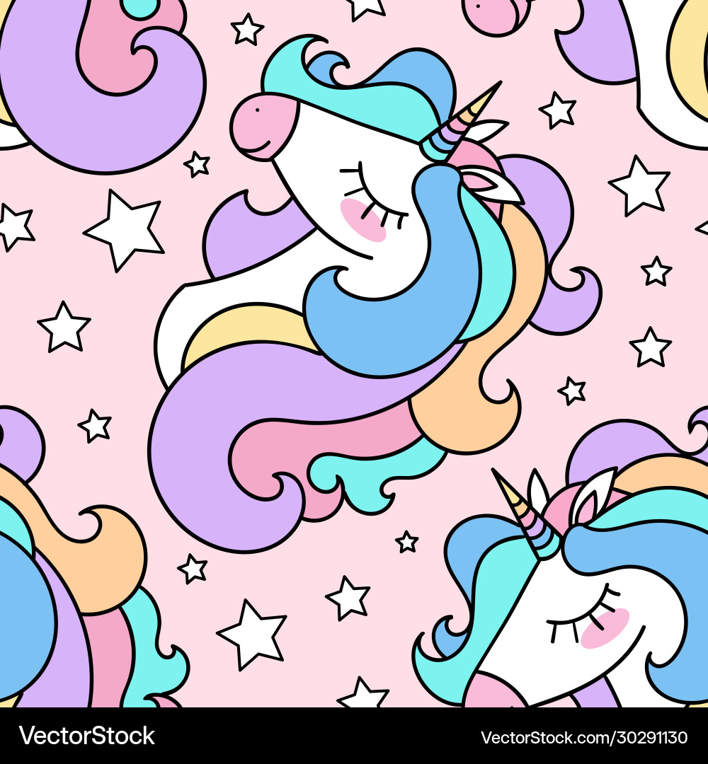 Seamless pattern with unicorn head and stars Seamless pattern with unicorn head and stars vector image