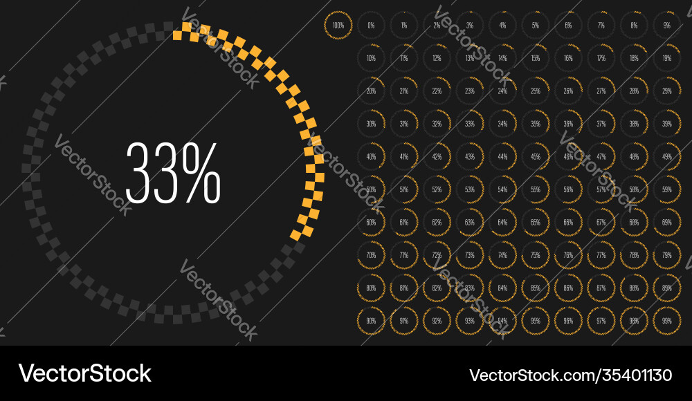 Set circle percentage diagrams from 0 to 100 Set circle percentage diagrams from 0 to 100 vector image
