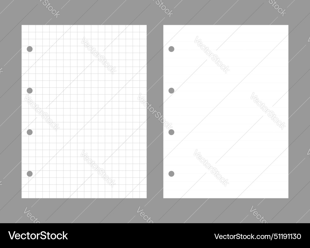 Set of notebook sheets isolated on gray background Set of notebook sheets isolated on gray background vector image