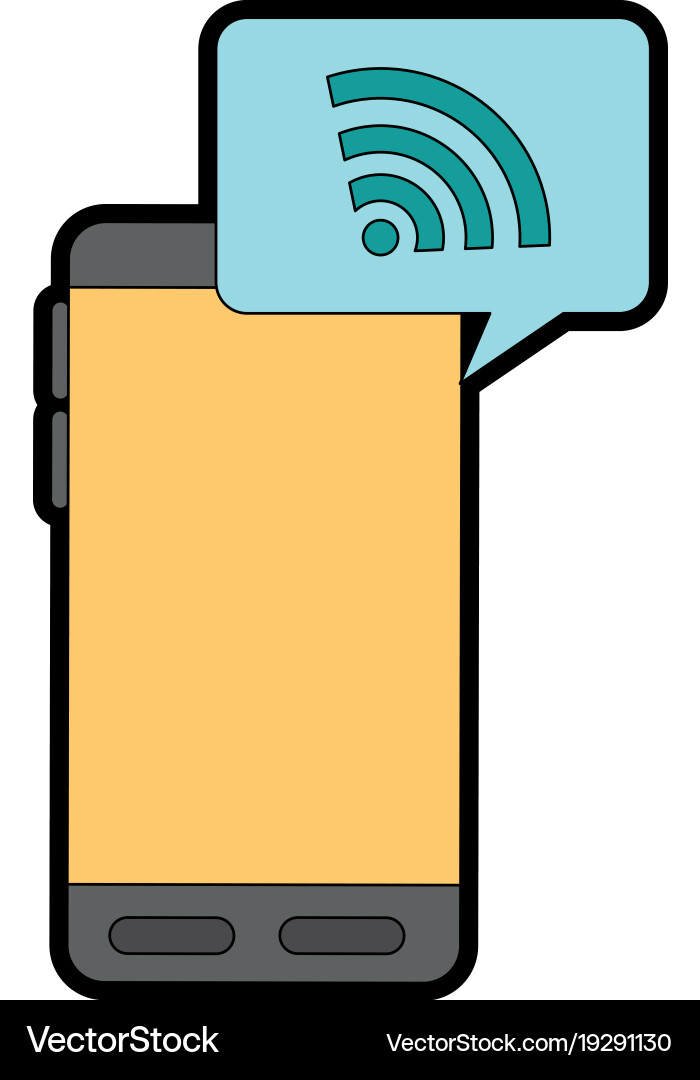 Smartphone device with wifi signal vector image
