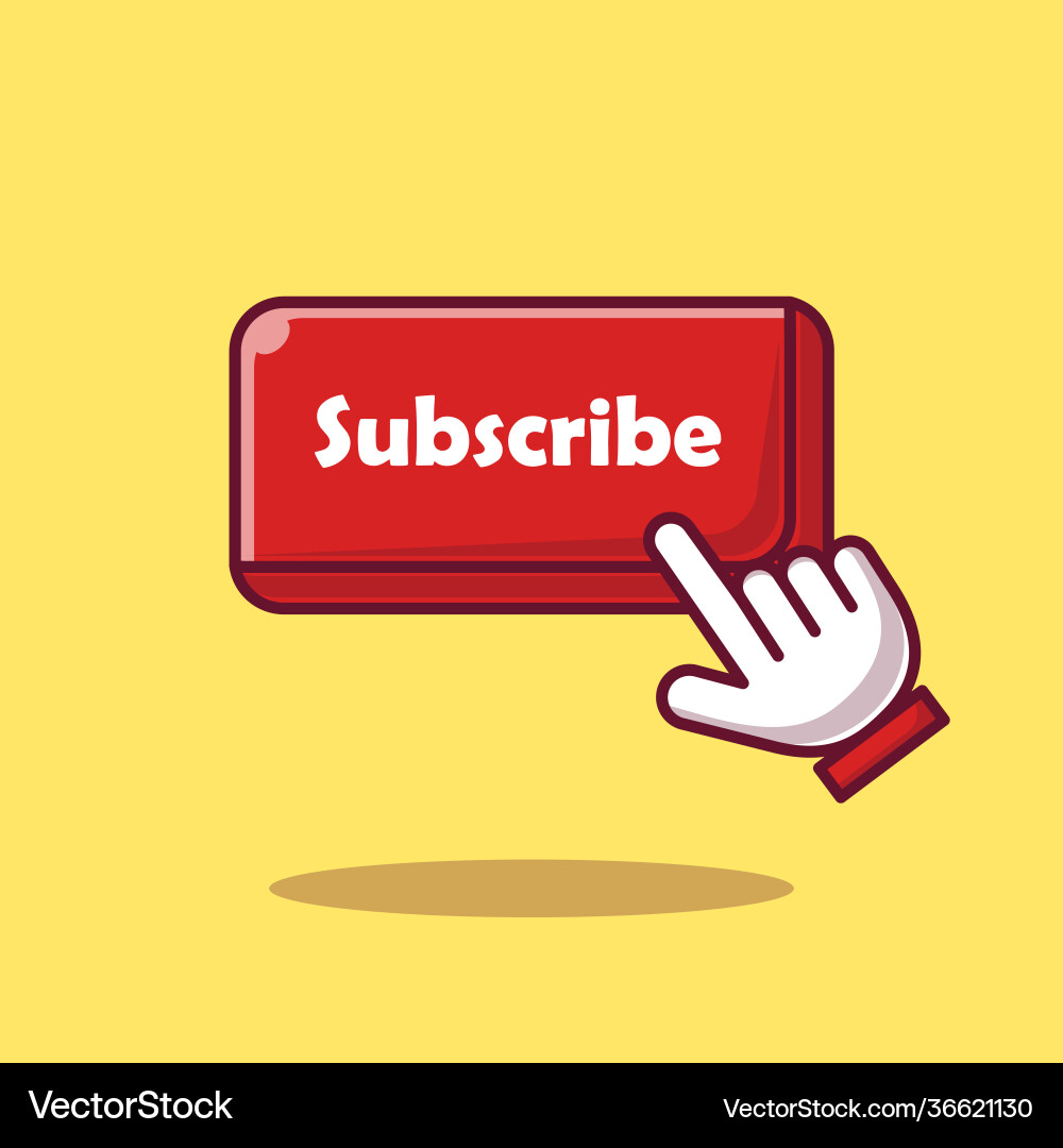 Subscribe button with pointed hand floating icon Subscribe button with pointed hand floating icon vector image