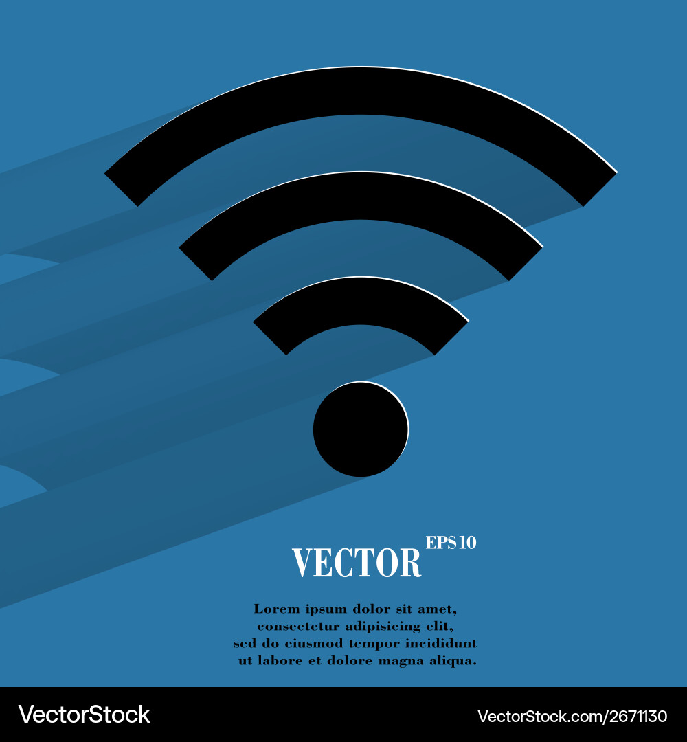 Wi-fi flat modern web button with long shadow vector image