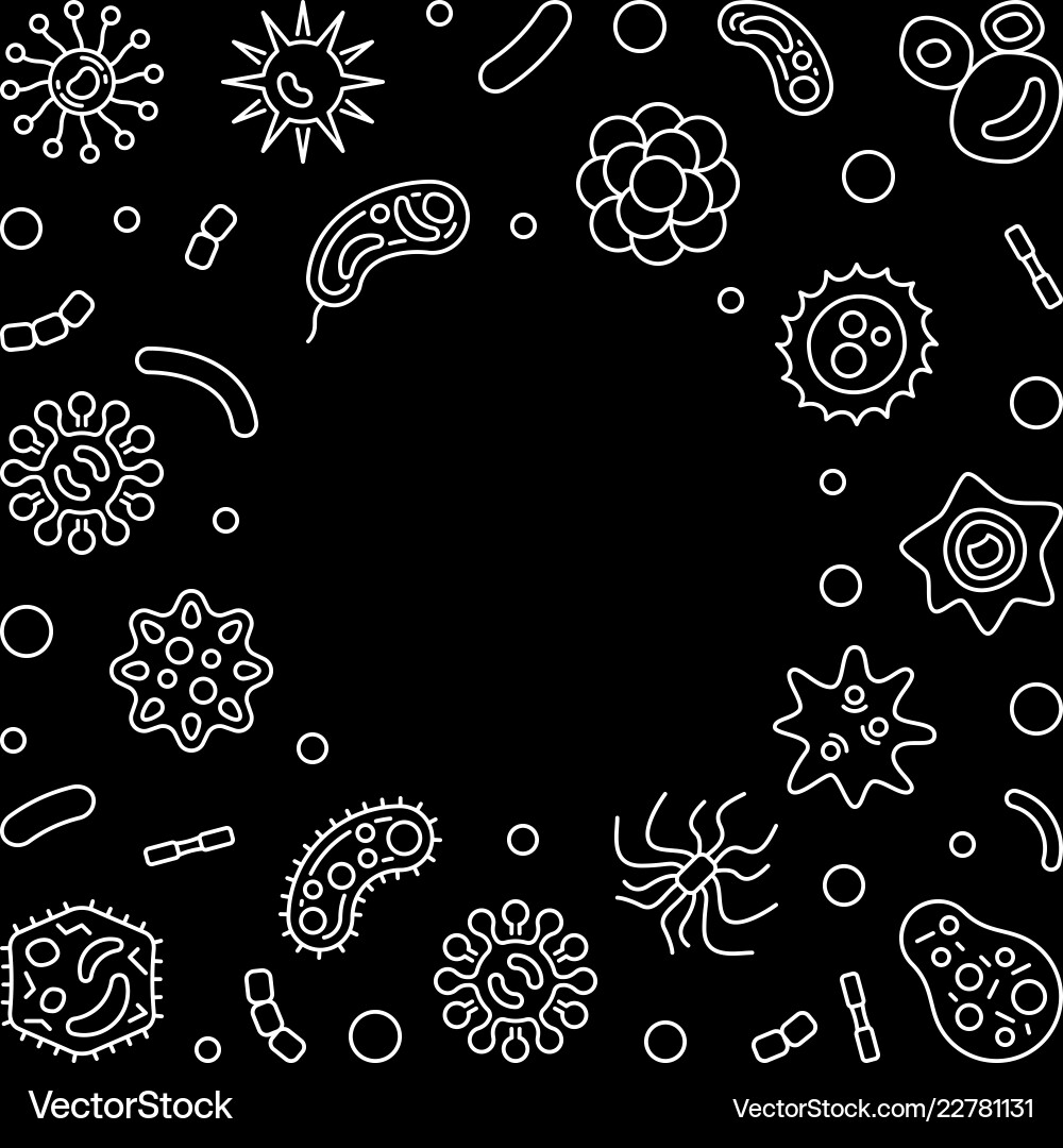 Bacteria square background frame in thin Bacteria square background frame in thin Vector Image