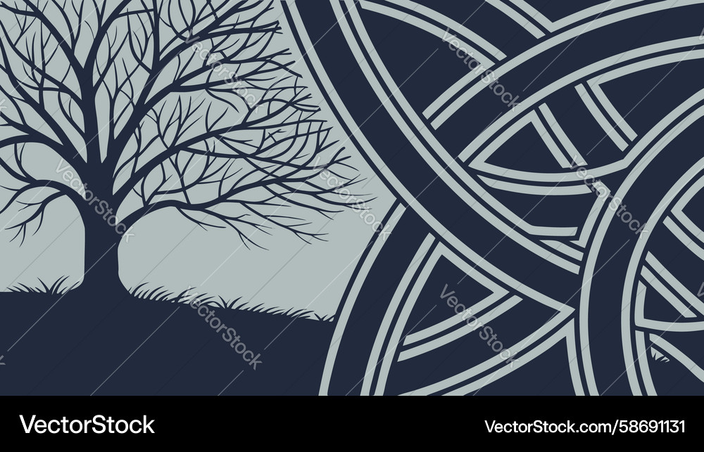 Bare tree with intricate root system gothic Vector Image