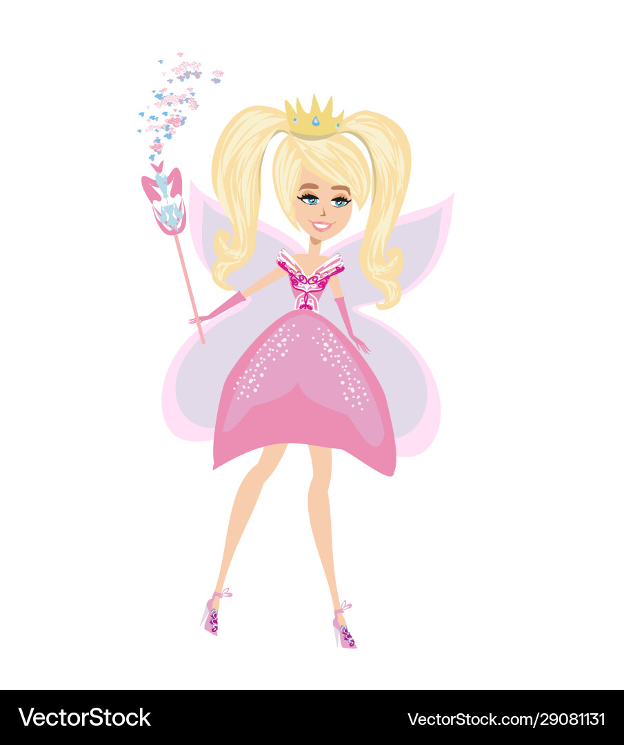 Beautiful fairy with magic wand - isolated Beautiful fairy with magic wand - isolated vector image