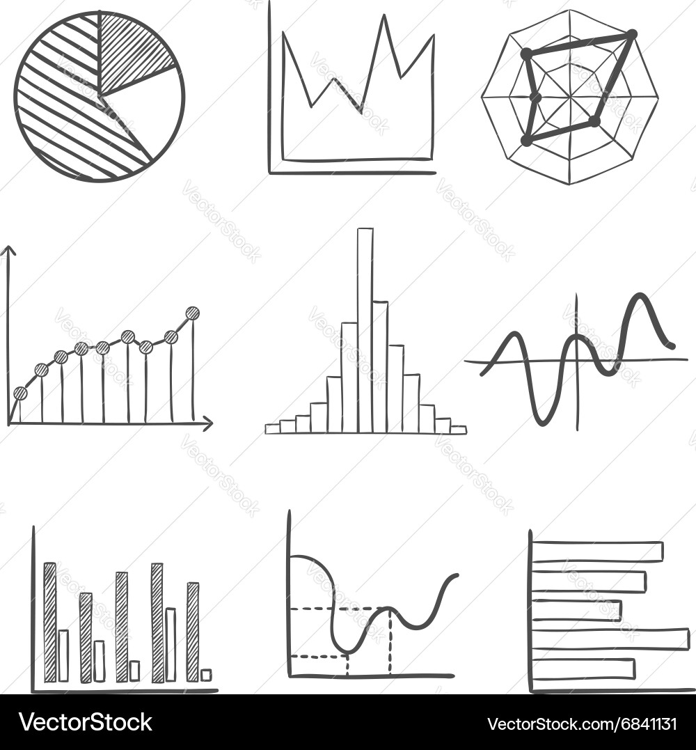 Business Charts and Graphs - Sketch Style vector image