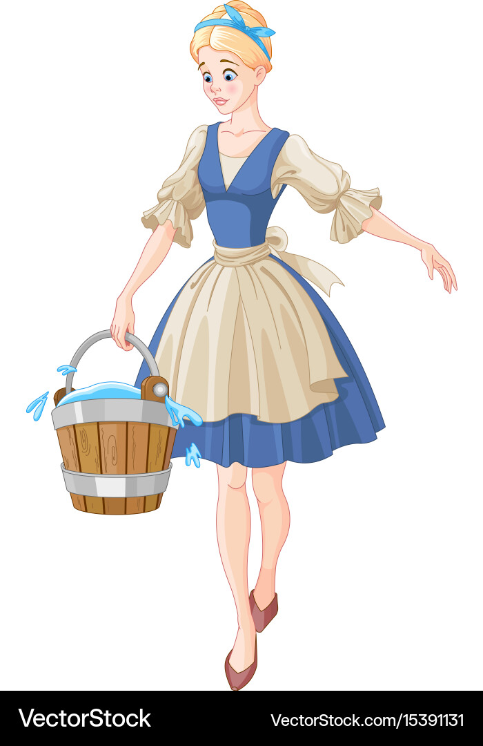 Cinderella with Bucket Vector Image