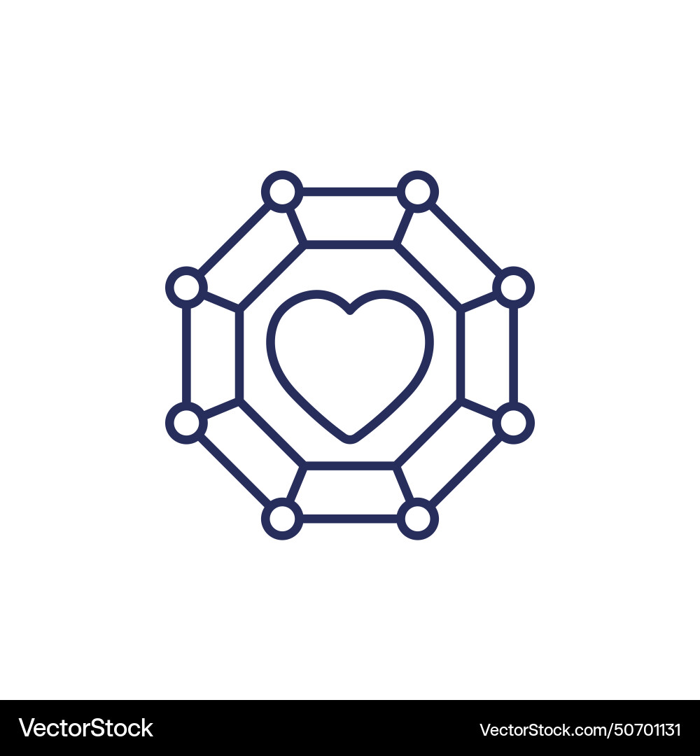 Core values line icon with a heart vector image