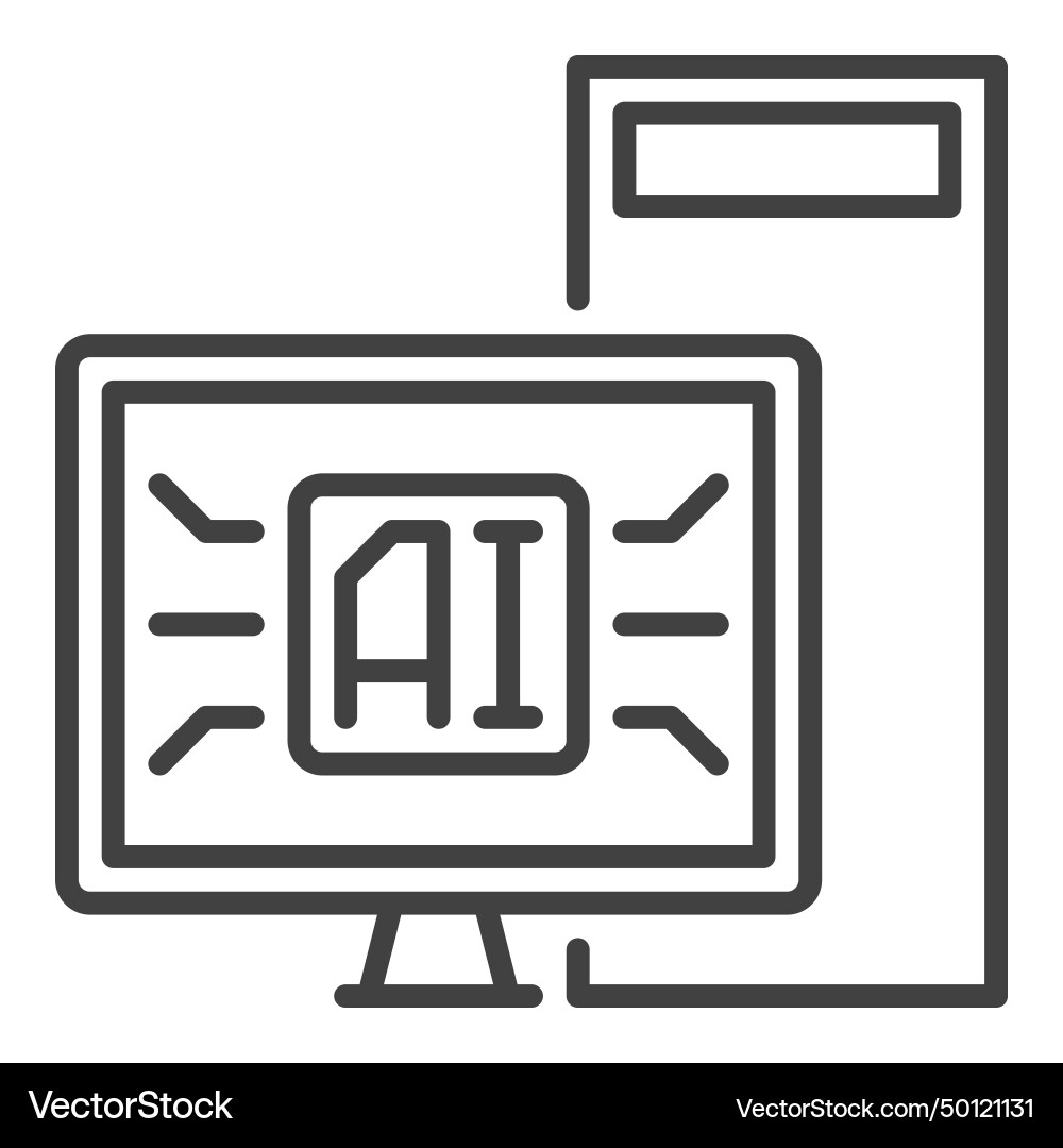 Desktop computer with ai artificial intelligence Desktop computer with ai artificial intelligence vector image