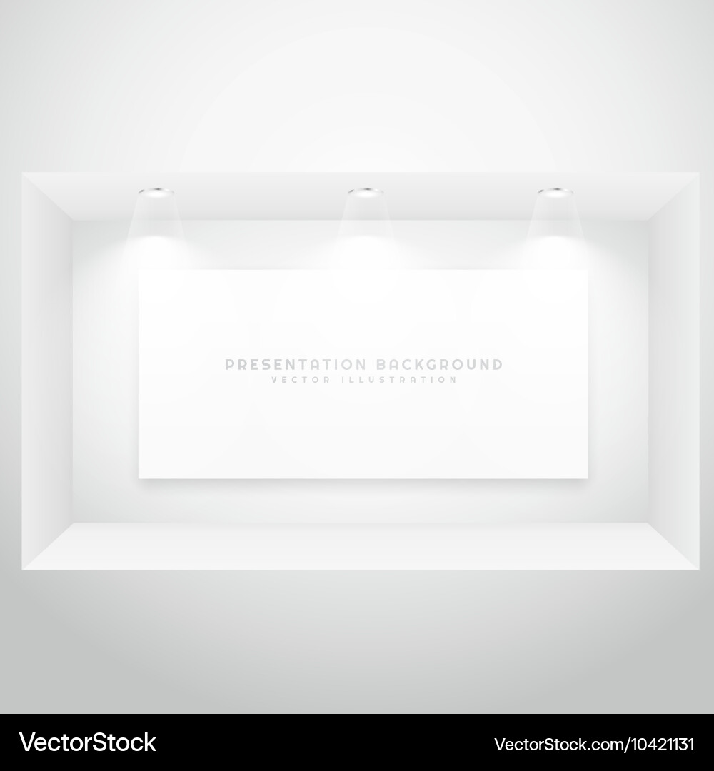 Display window with presentation picture frame Vector Image
