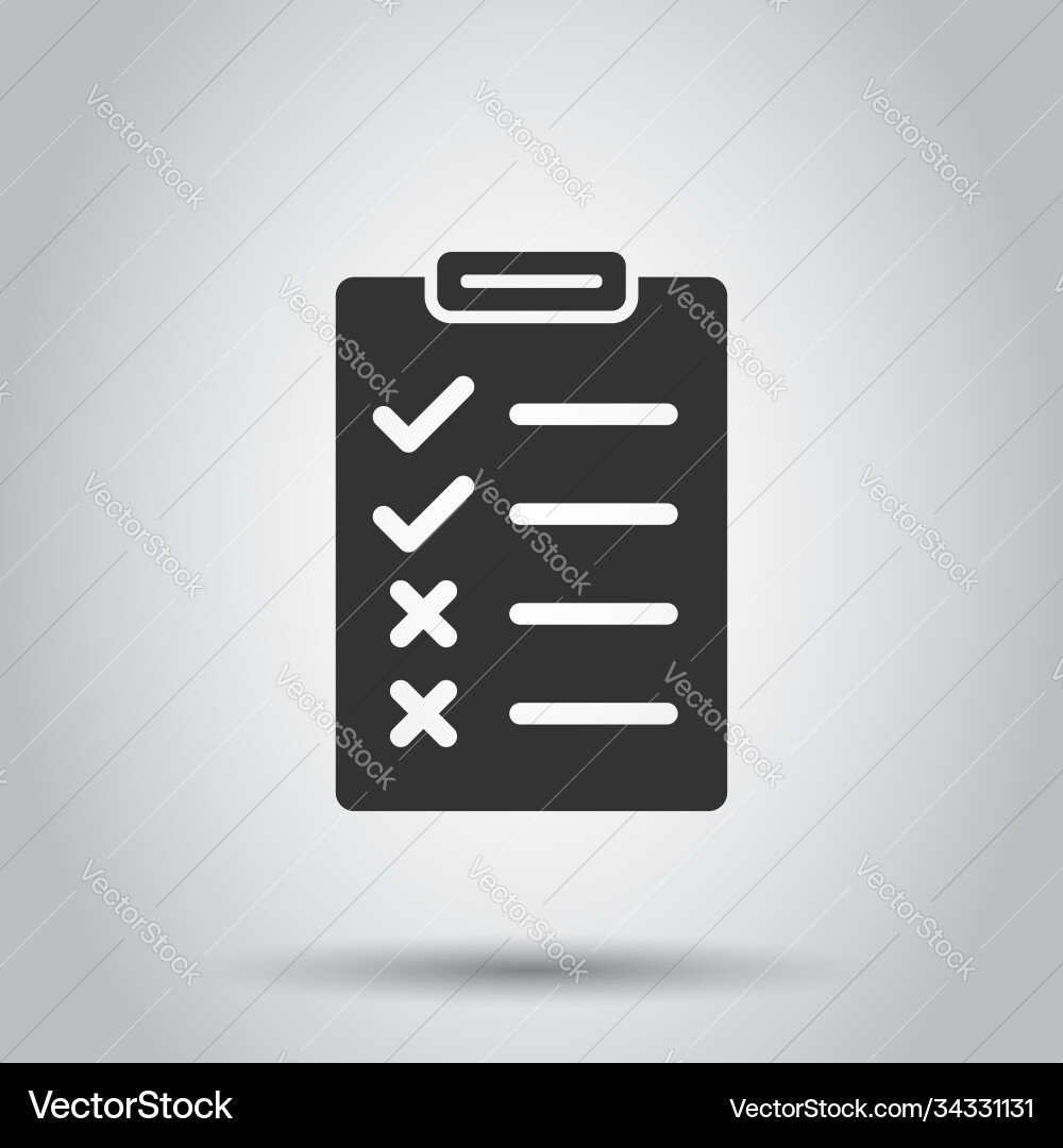 Document checklist icon in flat style report Document checklist icon in flat style report Vector Image