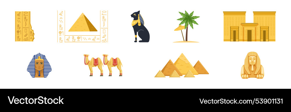 Egypt symbols and ancient egyptian object Egypt symbols and ancient egyptian object vector image