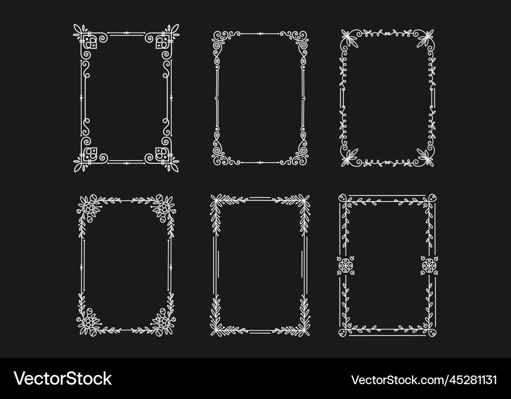 Elegant Linear Frame Collection Vector Image