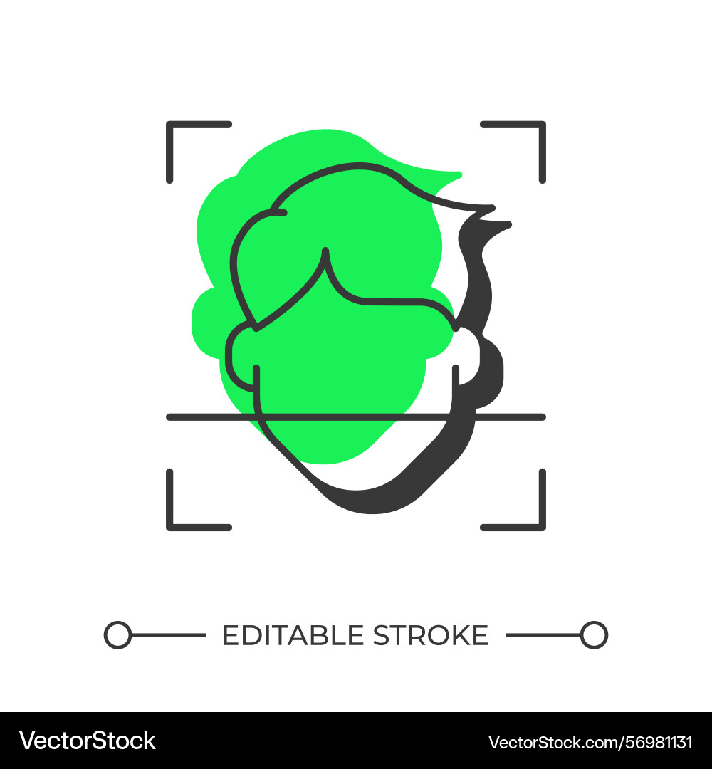 Face recognition offset shadow line icon Face recognition offset shadow line icon vector image