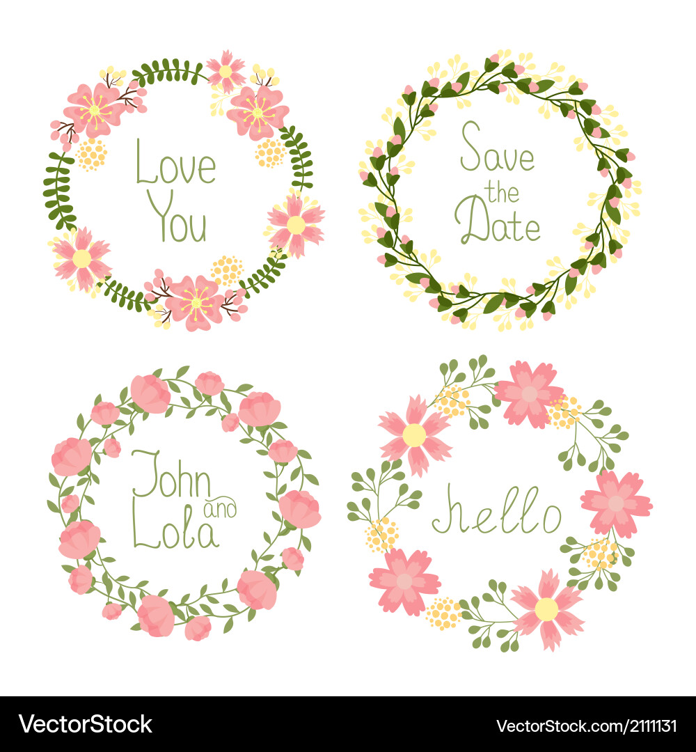 Floral Wreath Frames for Invitations Vector Image