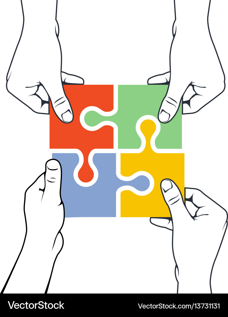 Hands Forming Puzzle Piece - Unity Vector Image