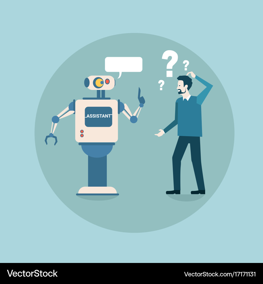 Modern robot think problem with business man vector image