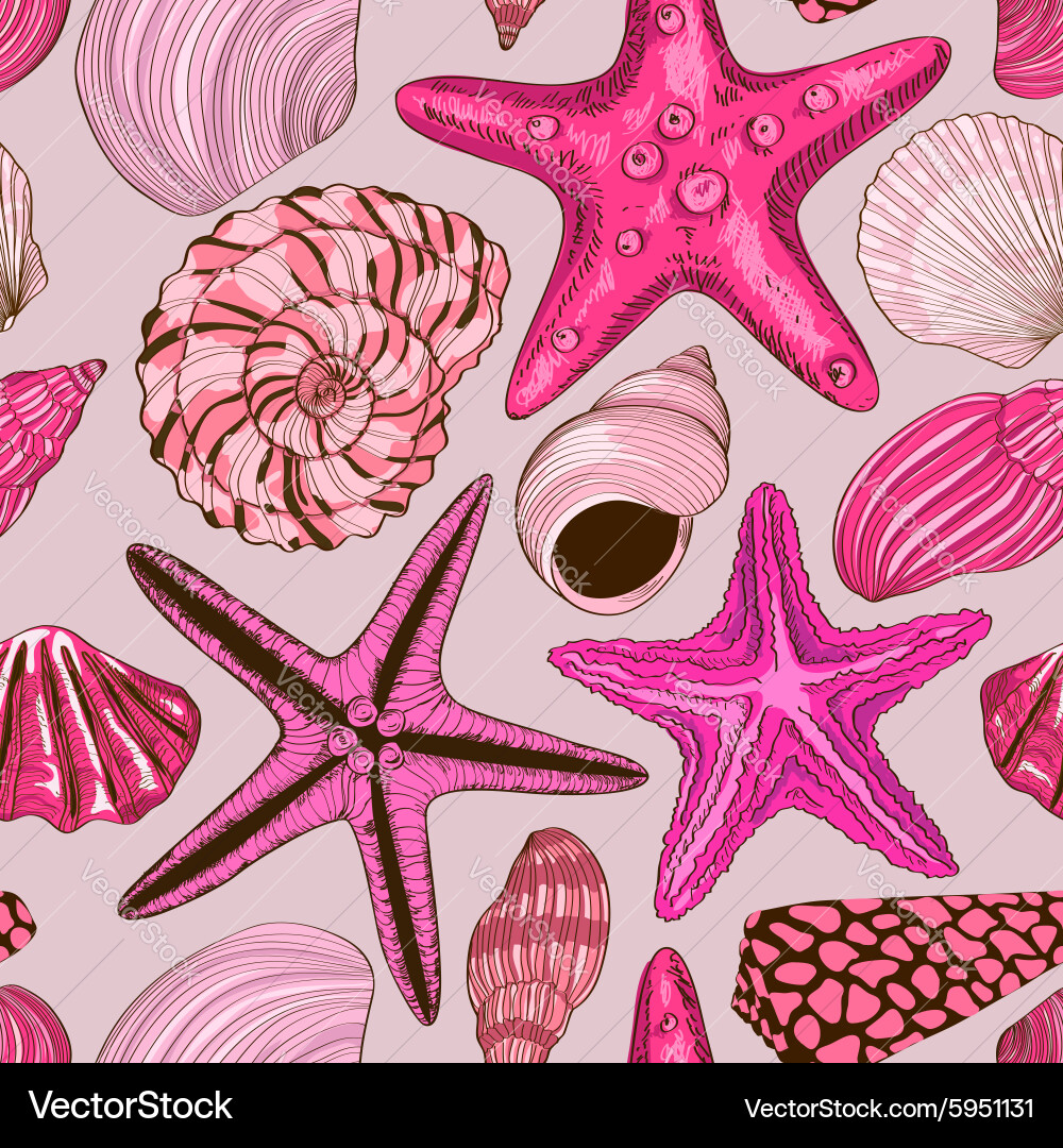 Seashell and Starfish Pattern Vector Image