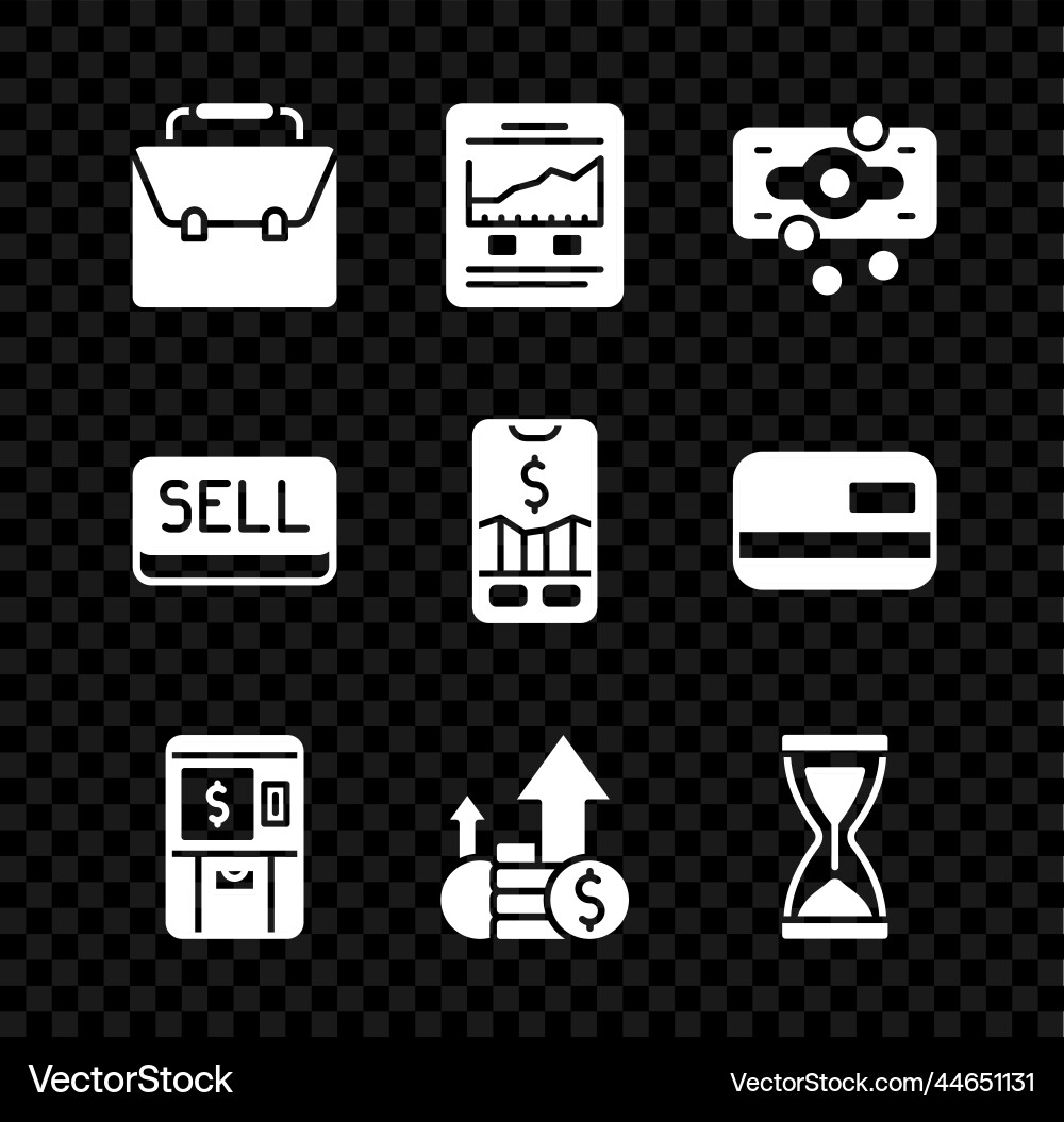 Set briefcase website with growth graph stacks Vector Image
