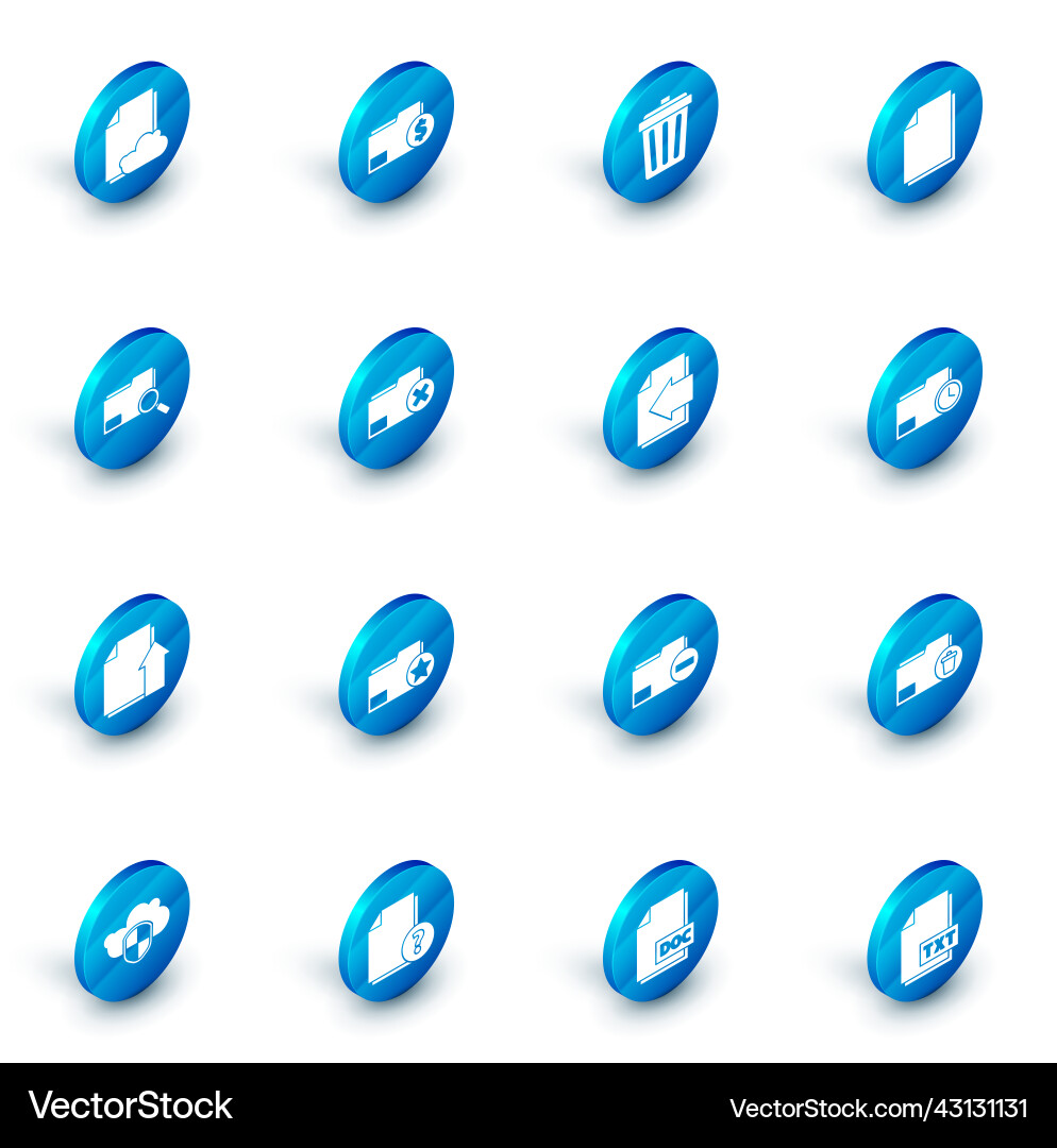 Set finance document folder trash can Set finance document folder trash can vector image