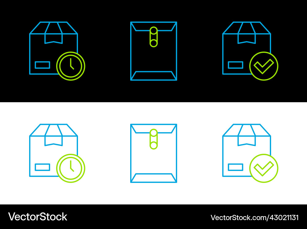 Set line ackage box with check mark cardboard Set line ackage box with check mark cardboard vector image