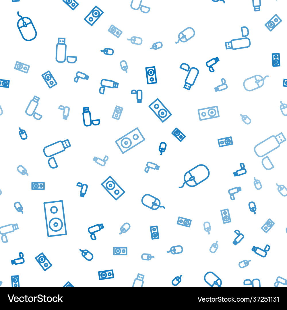 Set line stereo speaker computer mouse and usb Vector Image