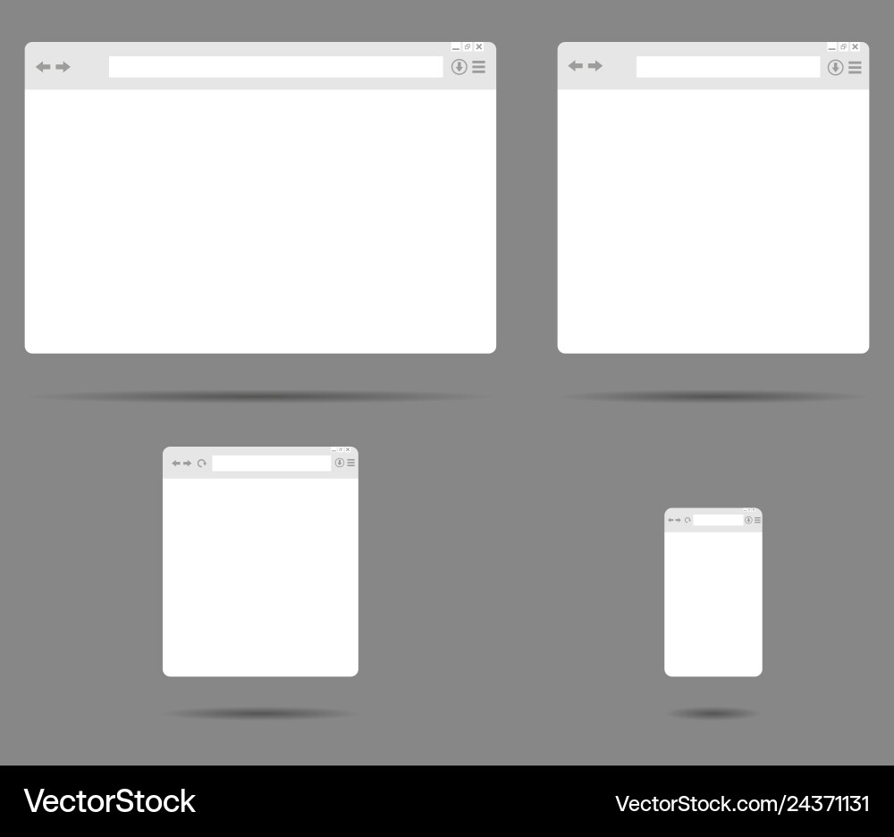 Set of simple browser windows on a gray background Set of simple browser windows on a gray background vector image