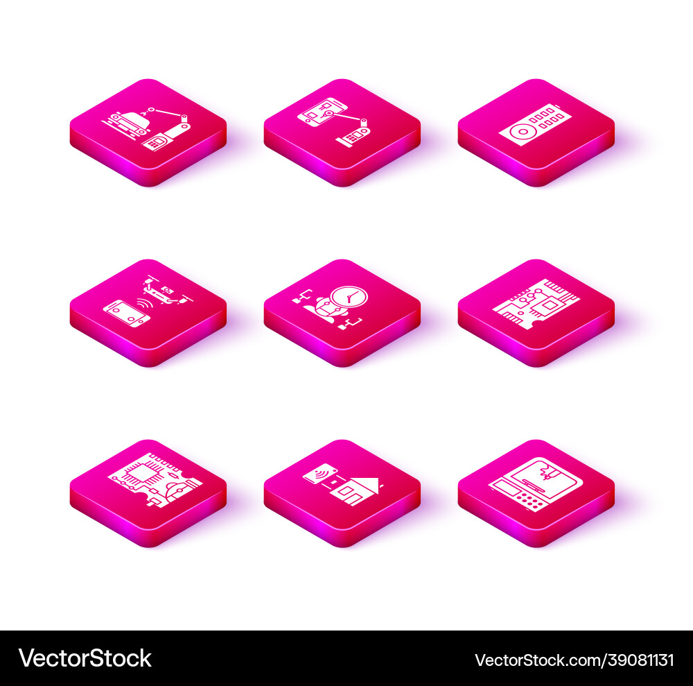 Set printed circuit board pcb robot and digital Set printed circuit board pcb robot and digital vector image