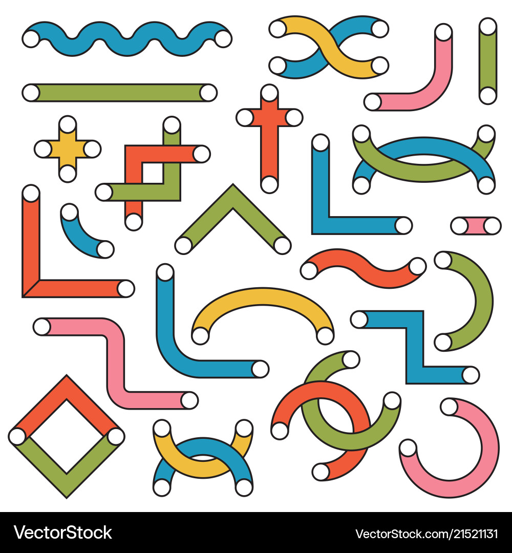 Set with linear tube shapes for use in designs Set with linear tube shapes for use in designs vector image