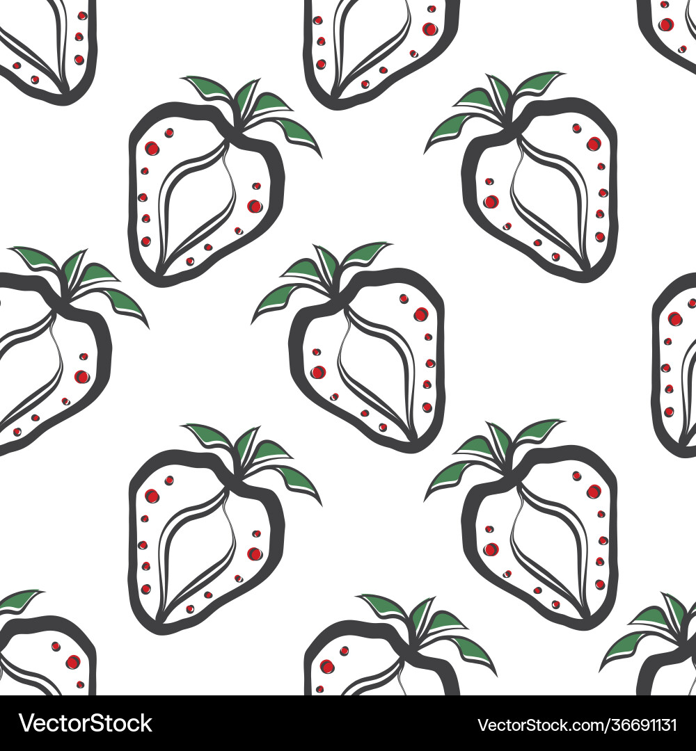 Strawberry linocut seamless pattern Strawberry linocut seamless pattern vector image