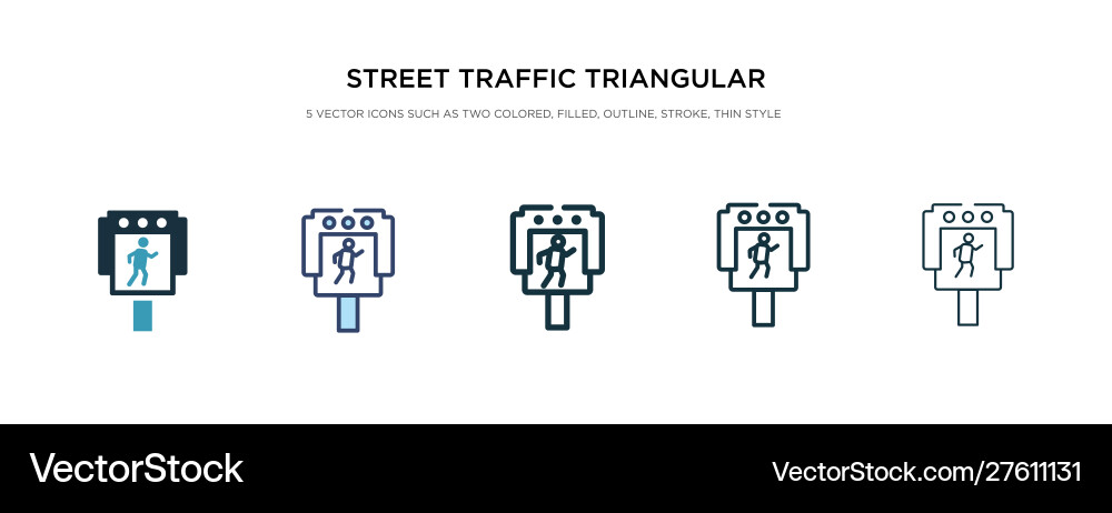 Street traffic triangular icon in different style Street traffic triangular icon in different style vector image