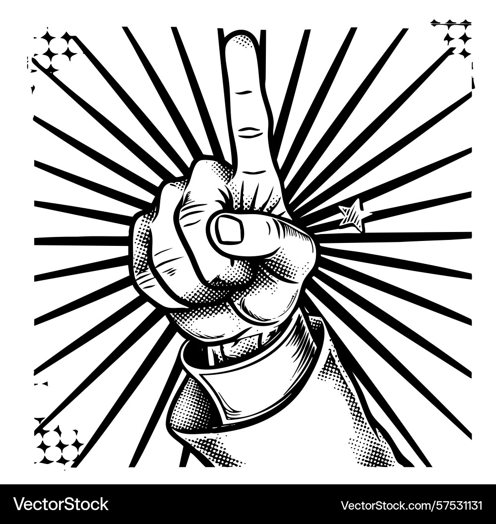 Thumb pointing up retro sketch Vector Image