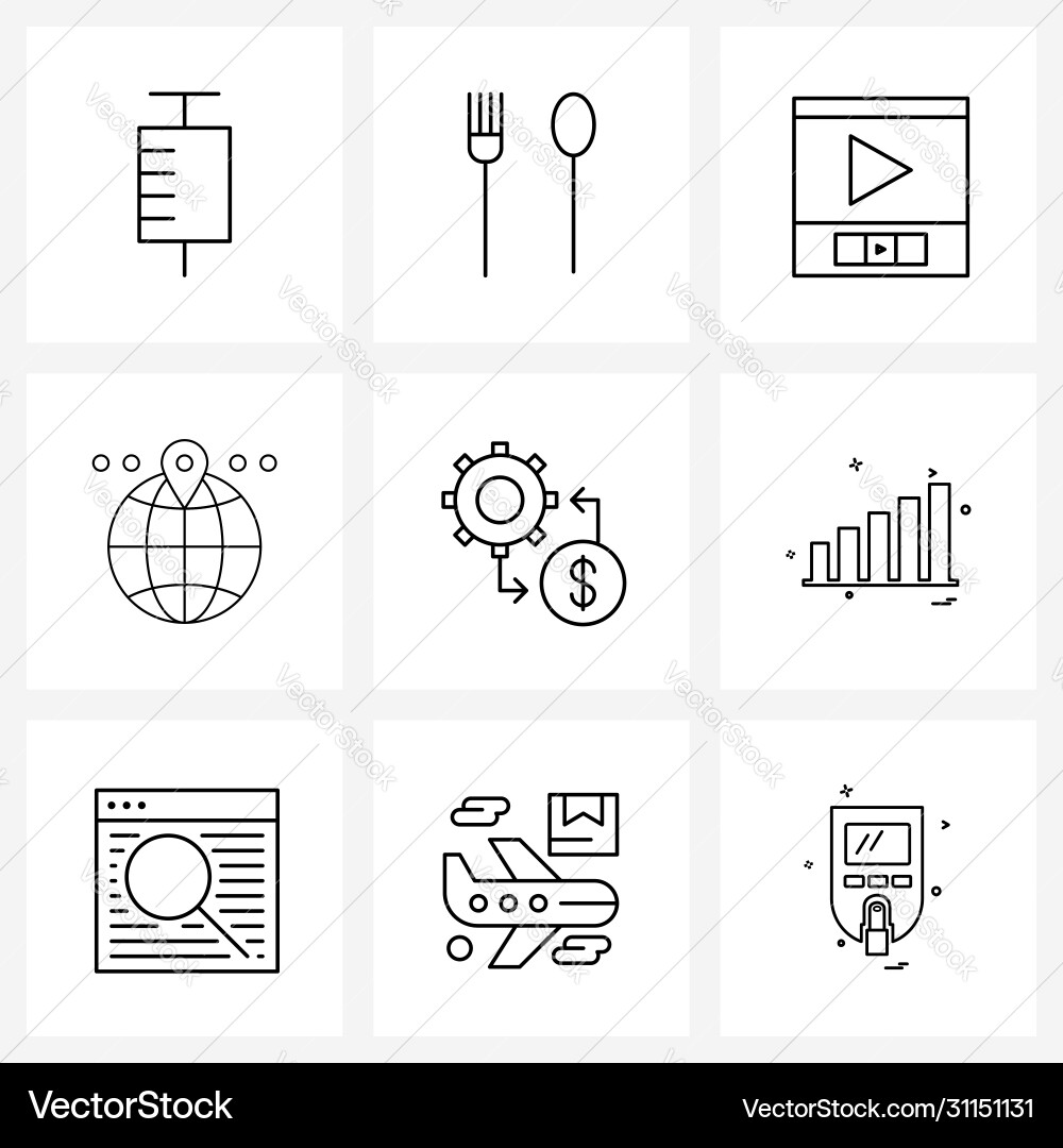 Ui set 9 basic line icons transfer exchange vector image