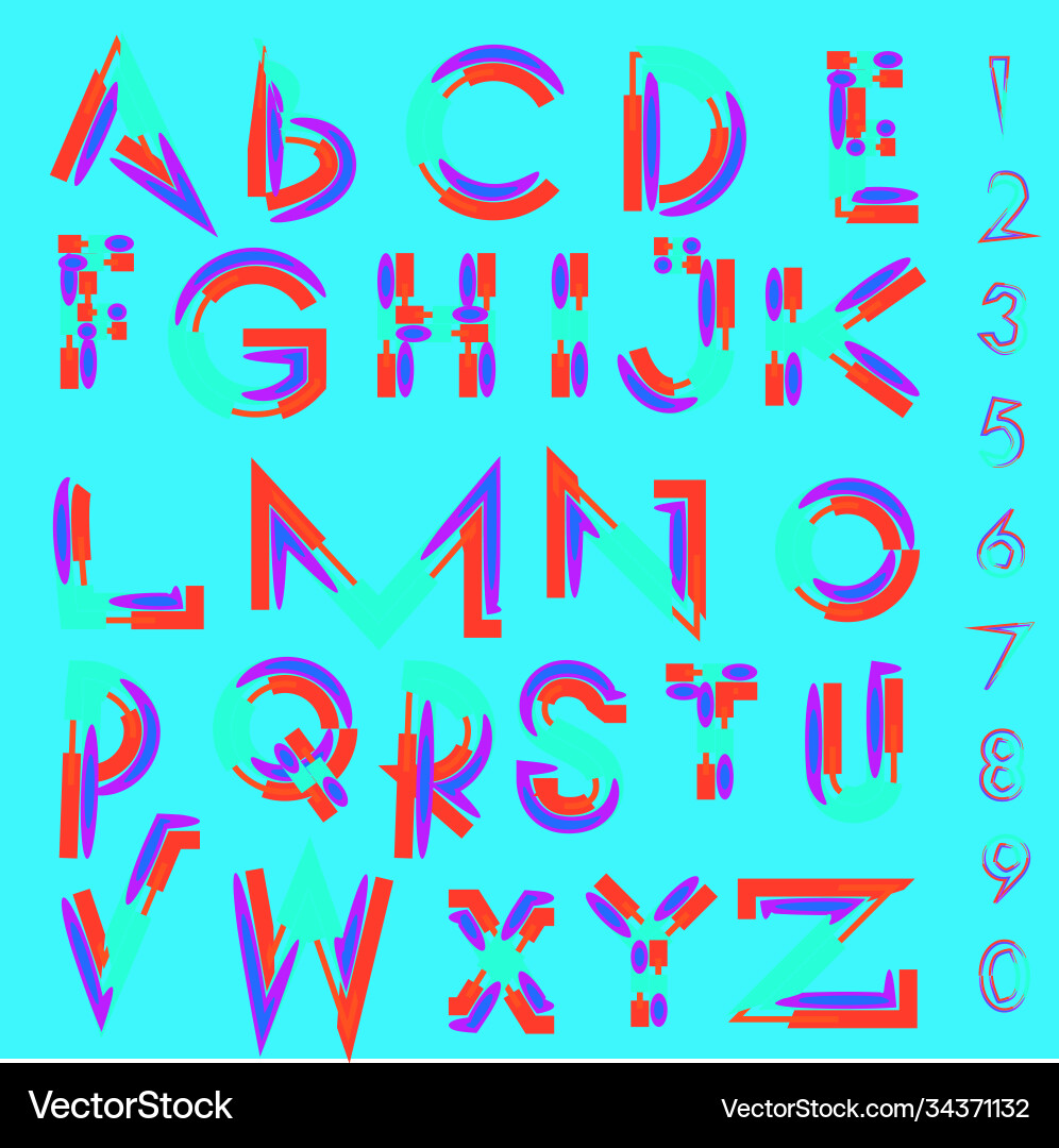 Abstract colorful font and alphabet Vector Image