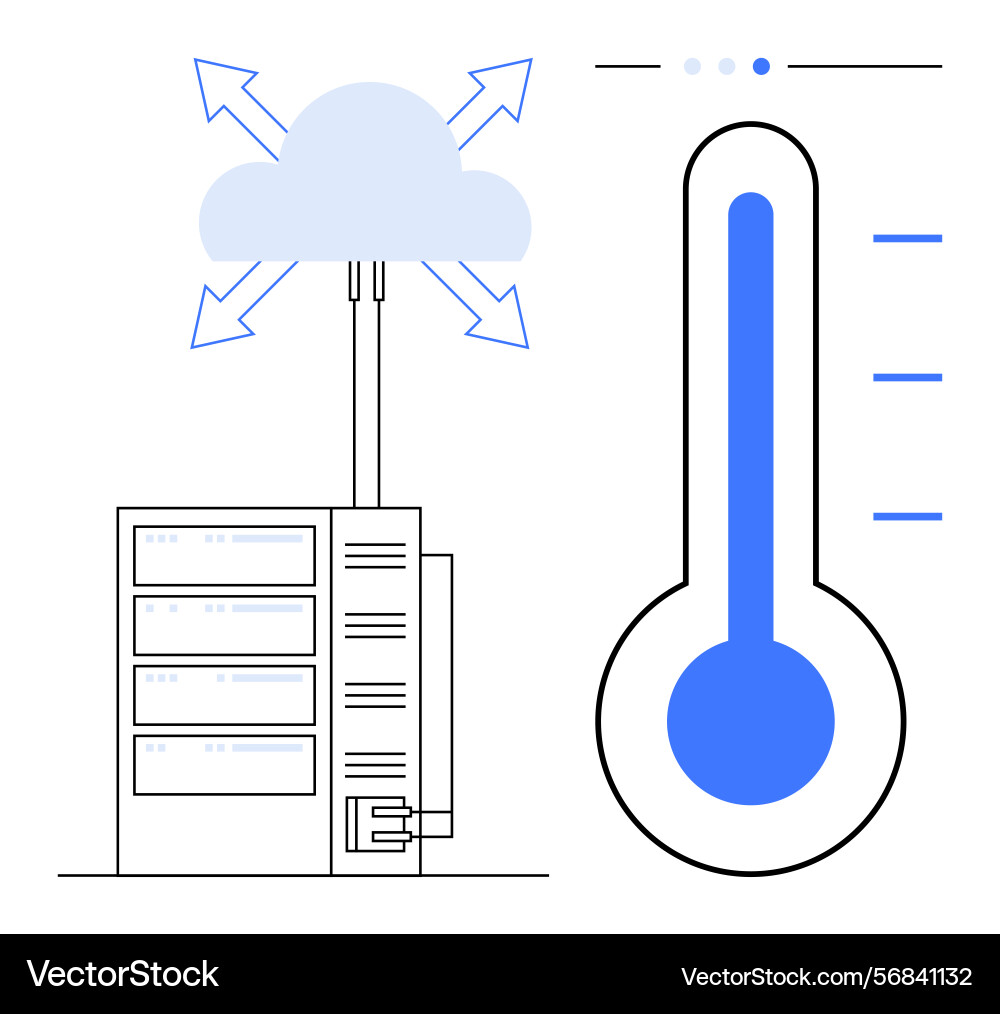 Cloud data server with temperature gauge Cloud data server with temperature gauge vector image