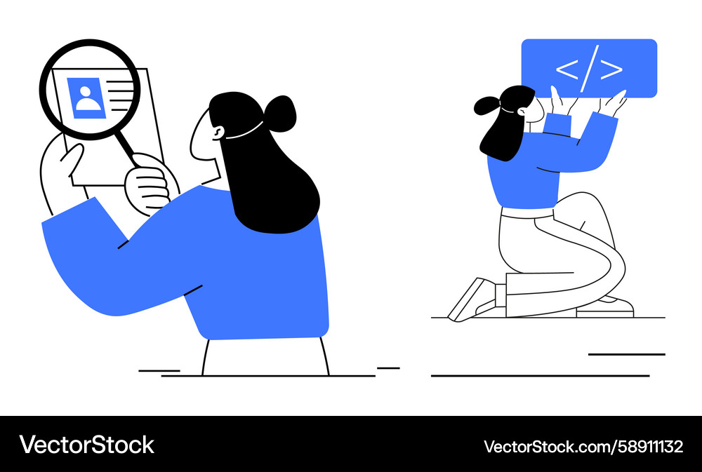 Coding & Recruitment Analysis Vector Image