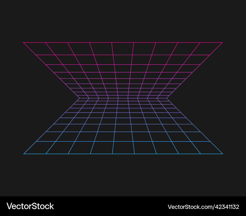 Cyber grid retro punk perspective rectangular Cyber grid retro punk perspective rectangular vector image