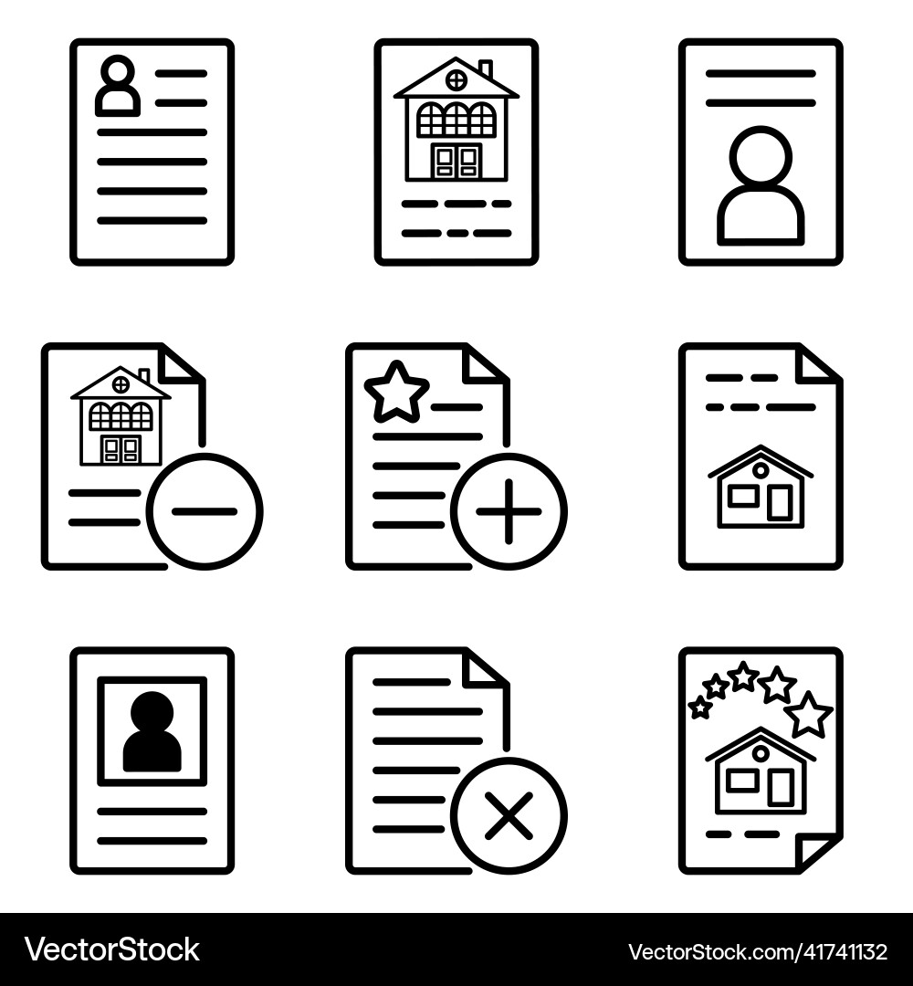 Docs1-2 flat icon set isolated on white background Vector Image