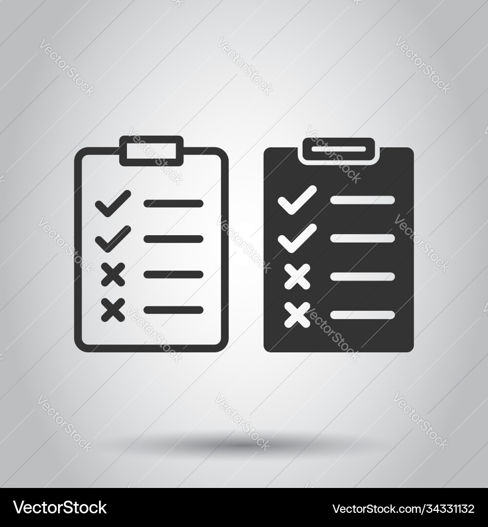 Document checklist icon in flat style report Vector Image