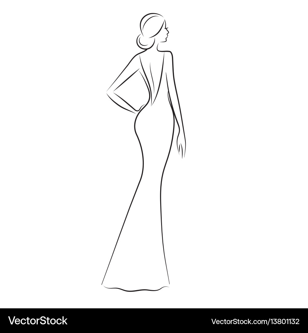 Fashion model sketch silhouette of beautiful Vector Image