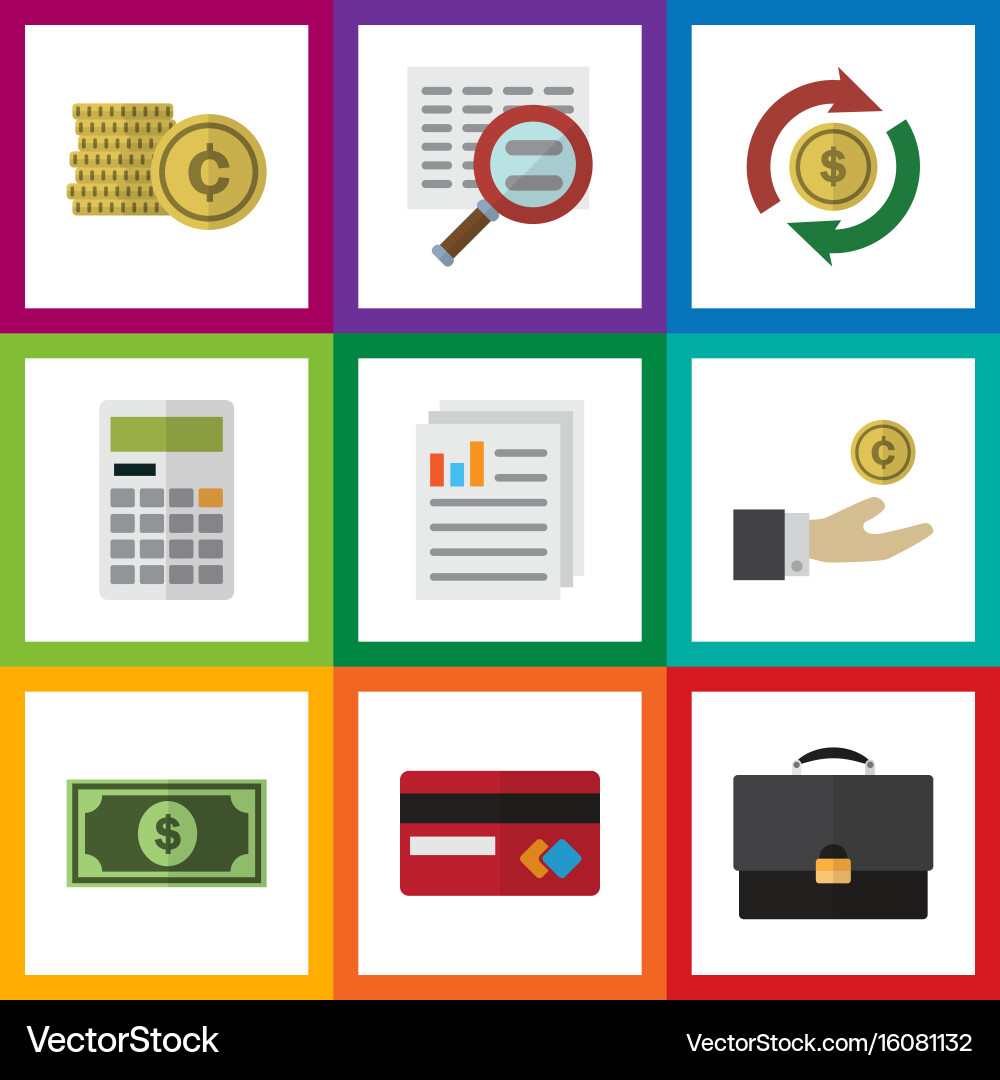 Flat icon finance set of interchange document Vector Image