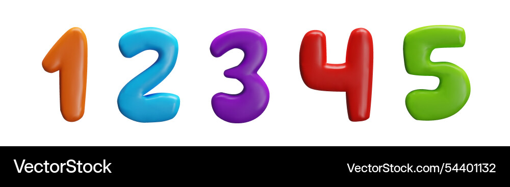 Glossy 3d multicolored 12345 digits numbers from Glossy 3d multicolored 12345 digits numbers from vector image
