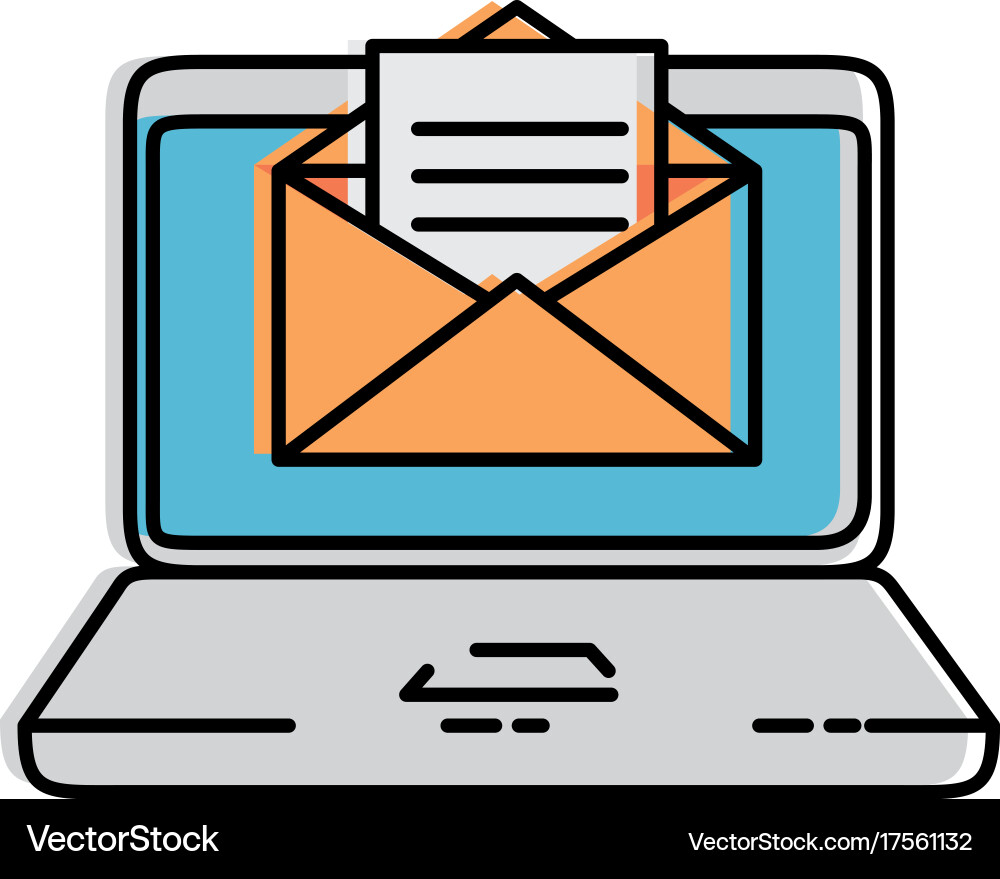 Laptop computer with envelope Vector Image