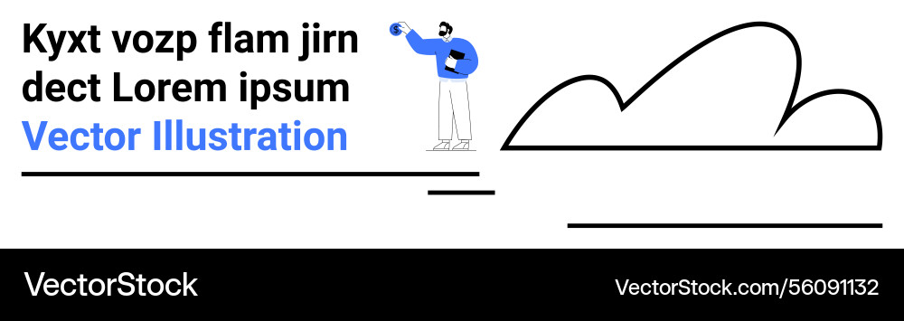 Man holding megaphone beside text block with cloud vector image